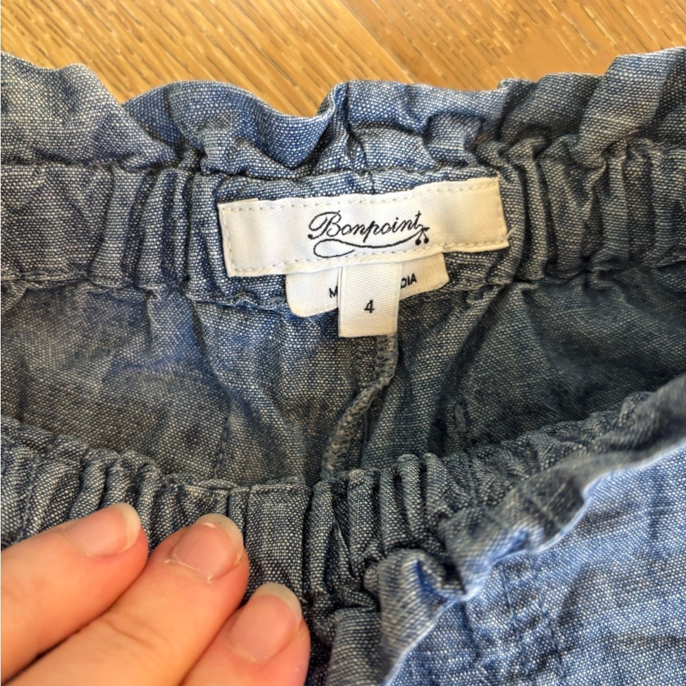 Bonpoint girls blue cotton pants 4 - Picture 2 of 6